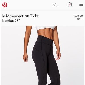 Lululemon In Movement 7/8 Tight - Everlux 25"